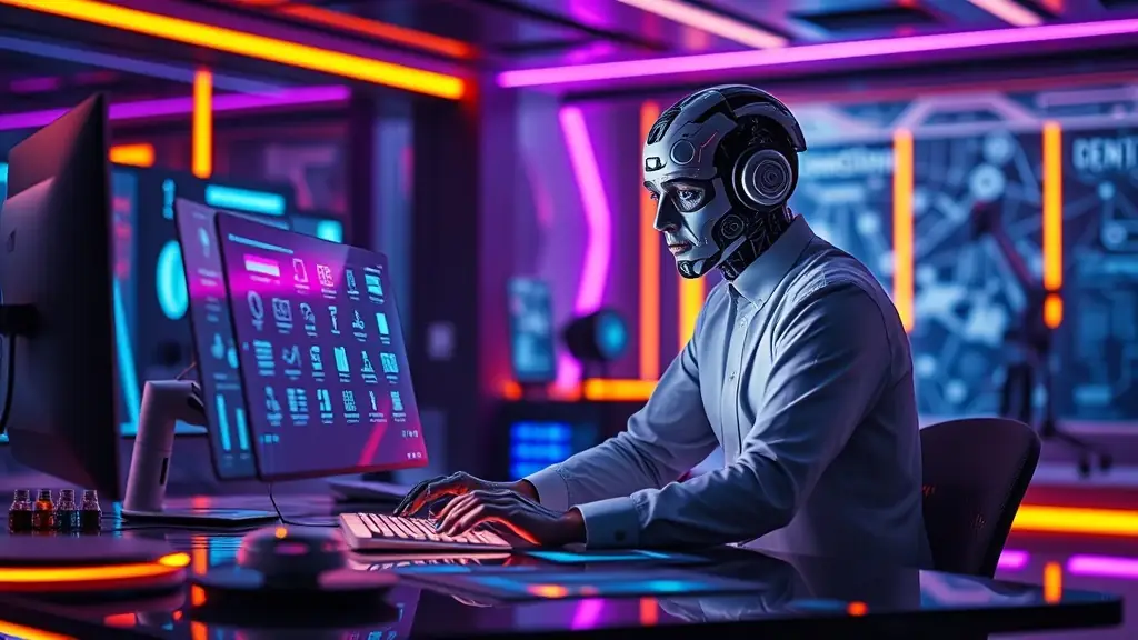A scene with Omegacube and R2 in the Texas Bunker, creating AI web designs with the AI Agent Team, AI Robots, Web Design Gurus, and AI Scientists.