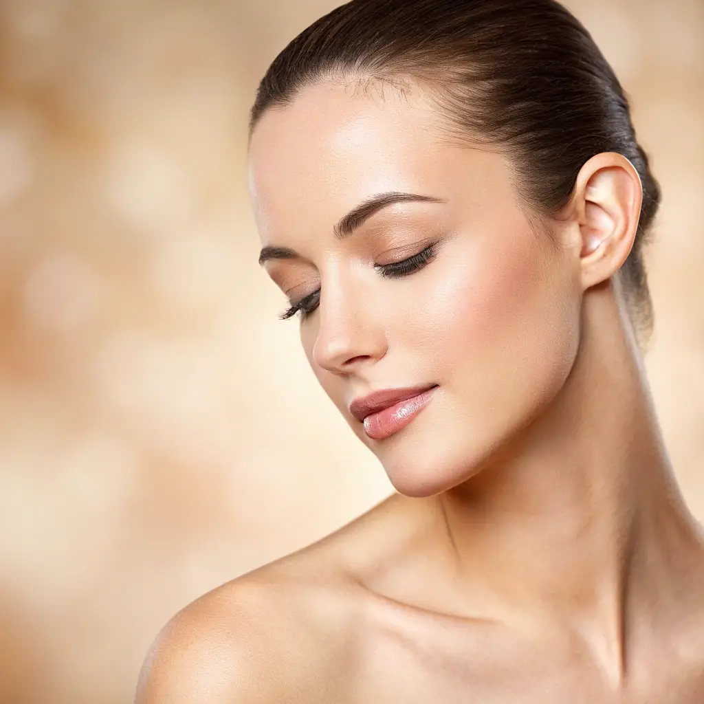 A woman confidently posing in a swimsuit, showcasing smooth, hair-free skin after bikini laser hair removal treatment.