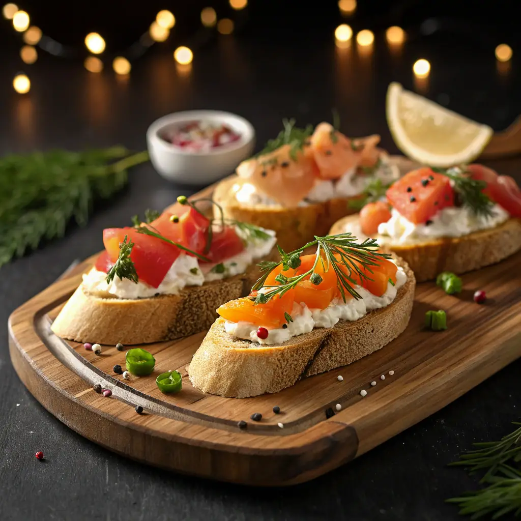 A fresh, high-quality image of a smoked salmon and cream cheese bagel served open-faced. The bagel is topped with a generous layer of cream cheese, thin slices of smoked salmon, red onion rings, capers, and fresh dill. Clean white or wooden plate background, styled minimally. Bright natural lighting with a cozy, beginner-friendly kitchen vibe. No text or branding. Top-down or slightly angled view.