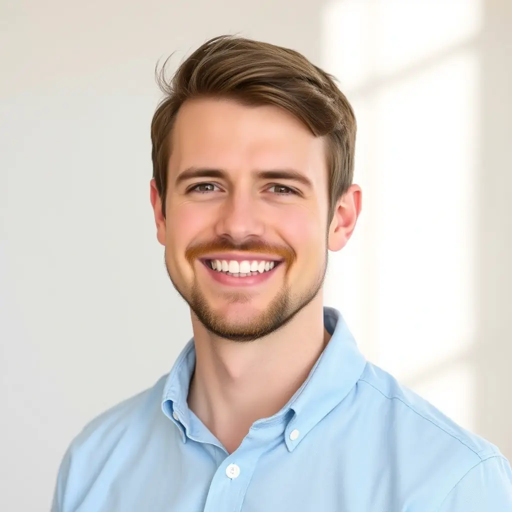 A man with short brown hair and a kind smile, wearing a collared shirt.