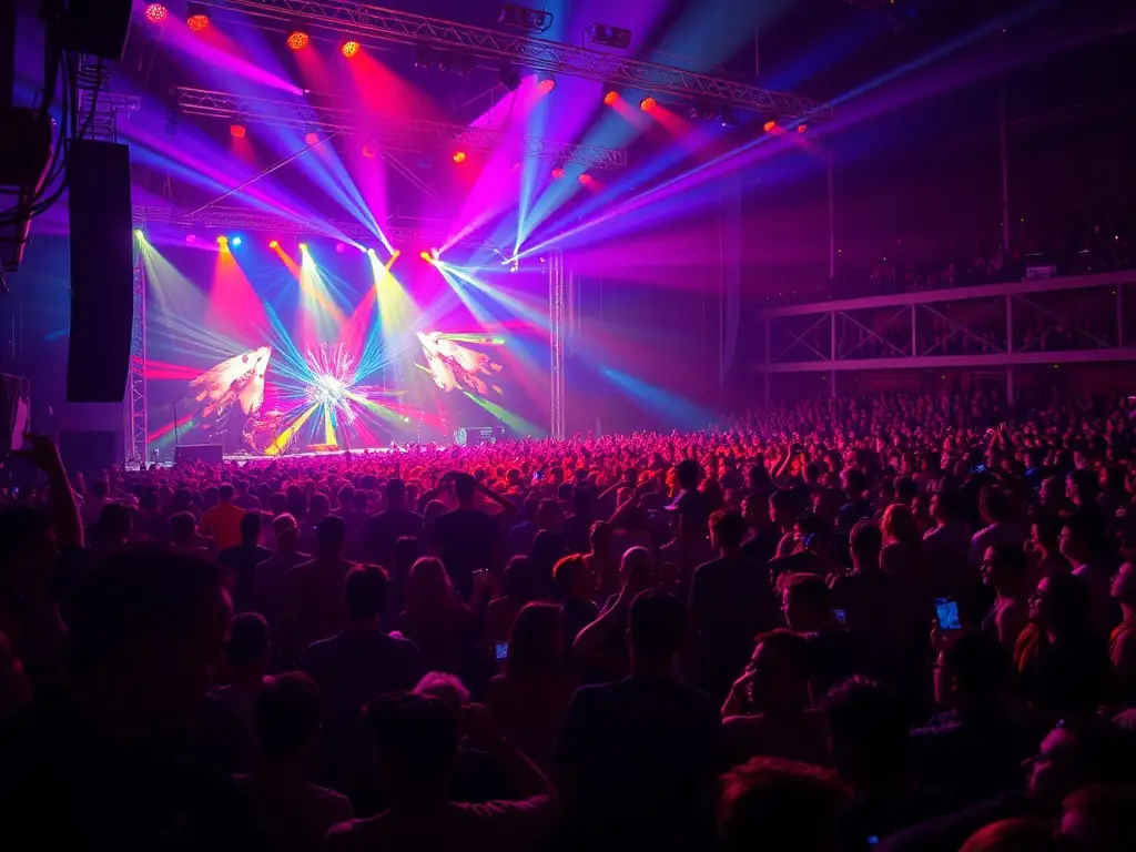A vibrant image of a live music event with artists performing on stage, capturing the energy of our community.