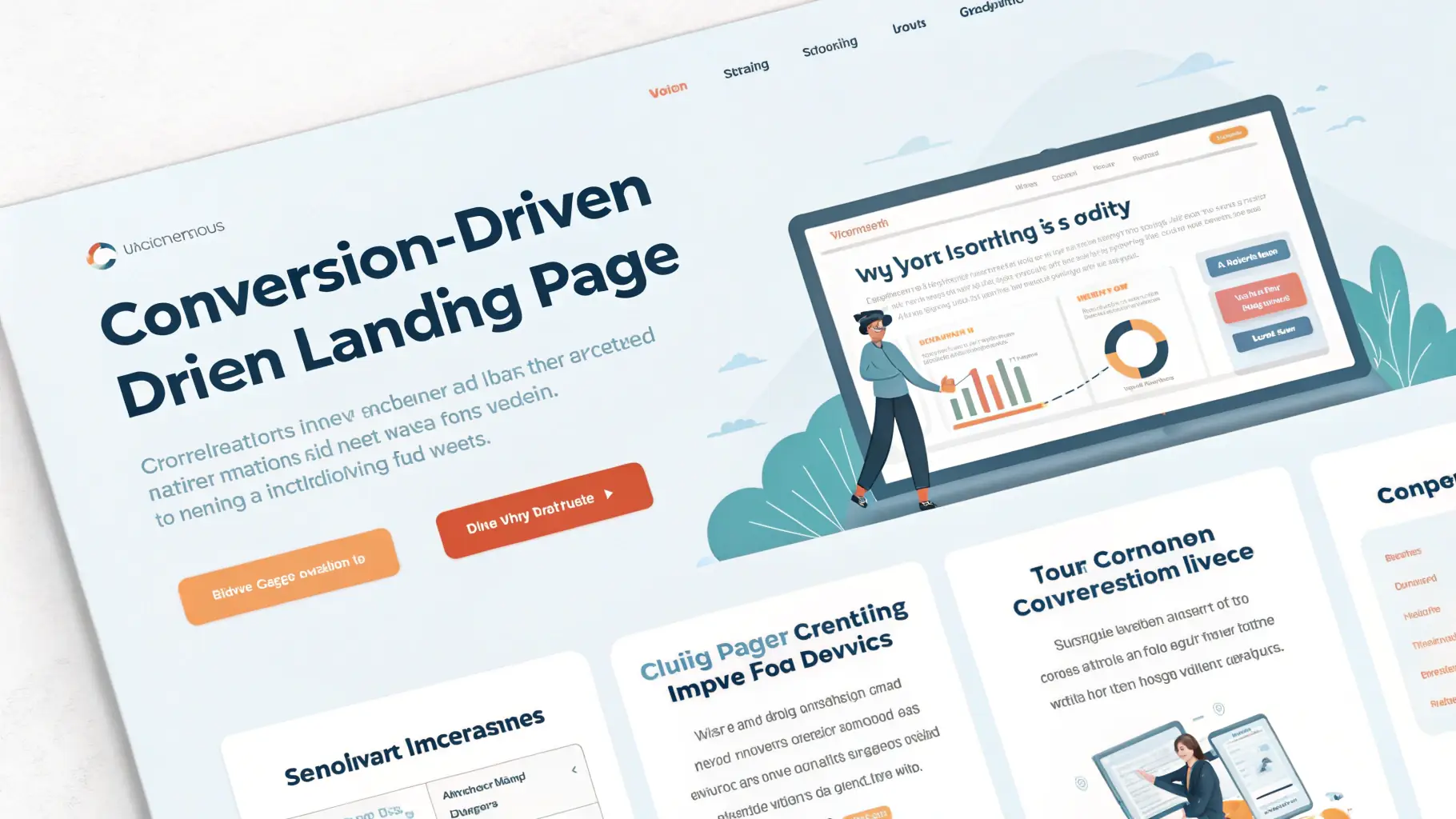 A landing page with a clear call to action and a visually appealing design, optimized for conversions.