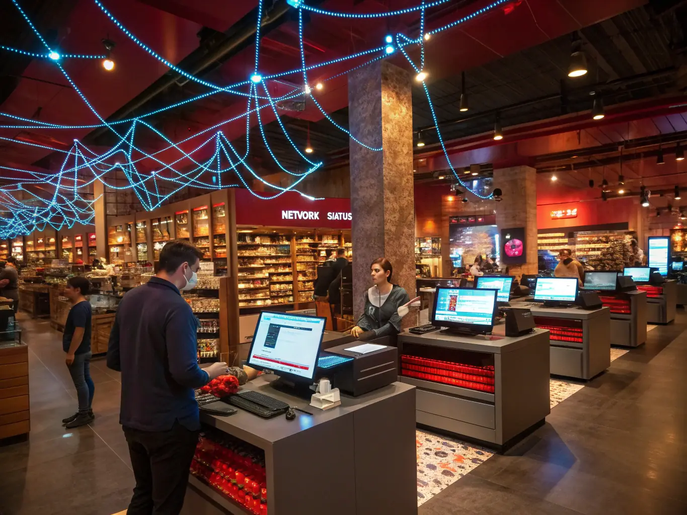 retail store with POS systems, HD streaming devices, and guest Wi-Fi networks supported by CELINTECH's infrastructure