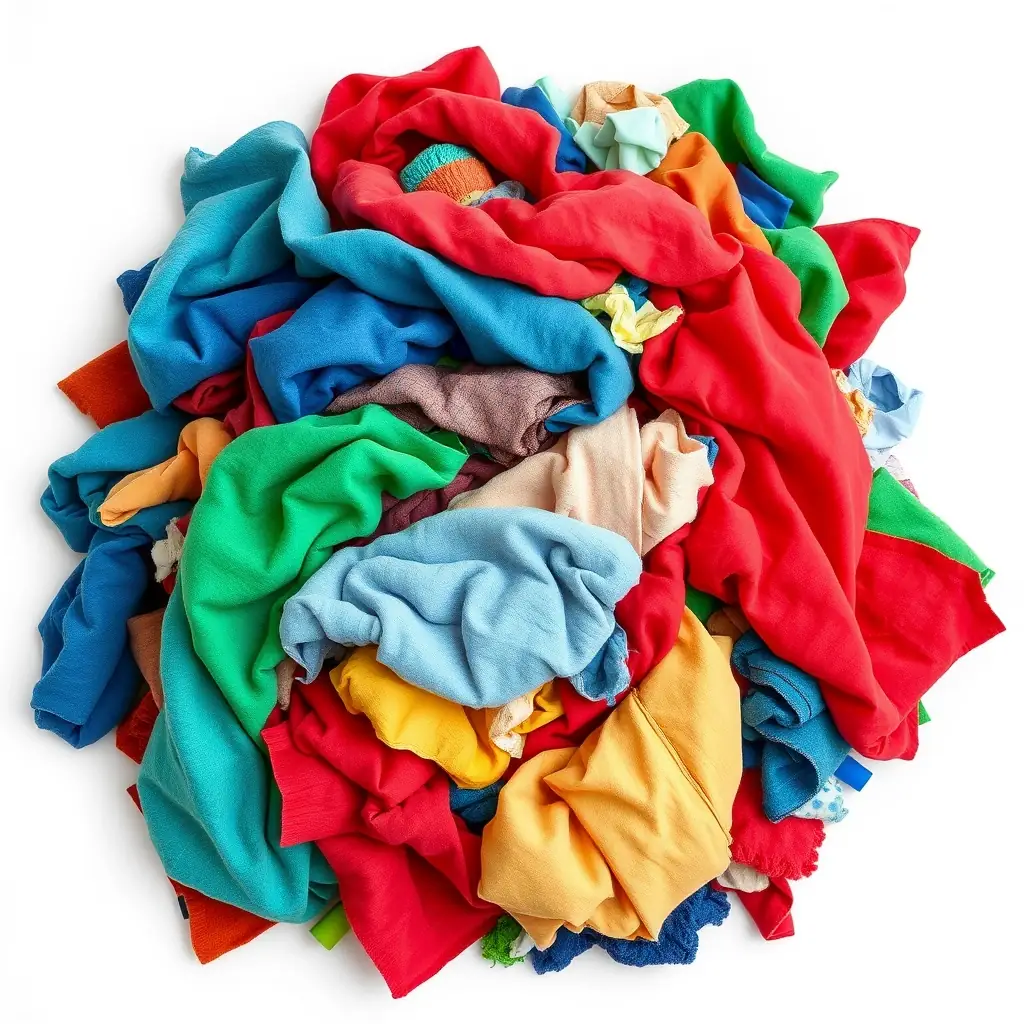 A pile of colorful recycled textiles, showcasing the variety of materials Neotex handles.