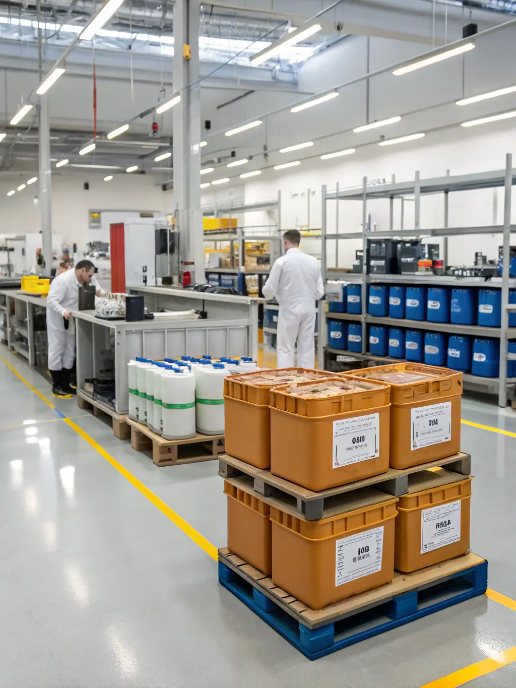 An image featuring various manufactured goods and export products with durable and informative labels. The labels should be resistant to wear and tear, showcasing LabelPros' commitment to providing long-lasting solutions for the manufacturing industry.