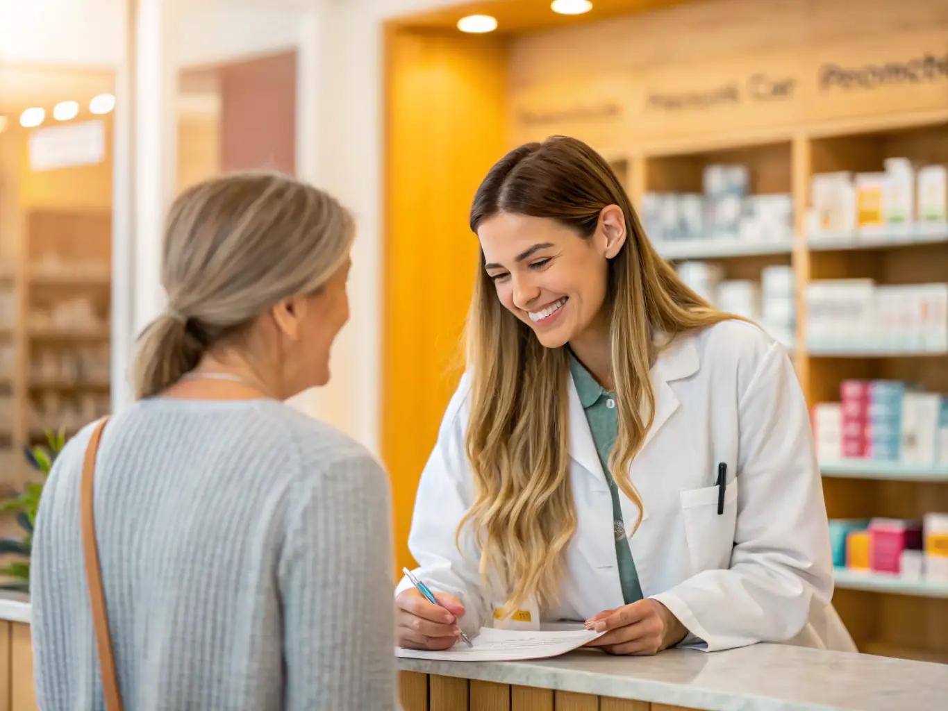 A digital illustration of an Althea Specialty Pharmacy team member contacting a patient, providing ongoing support and answering questions related to their therapy.
