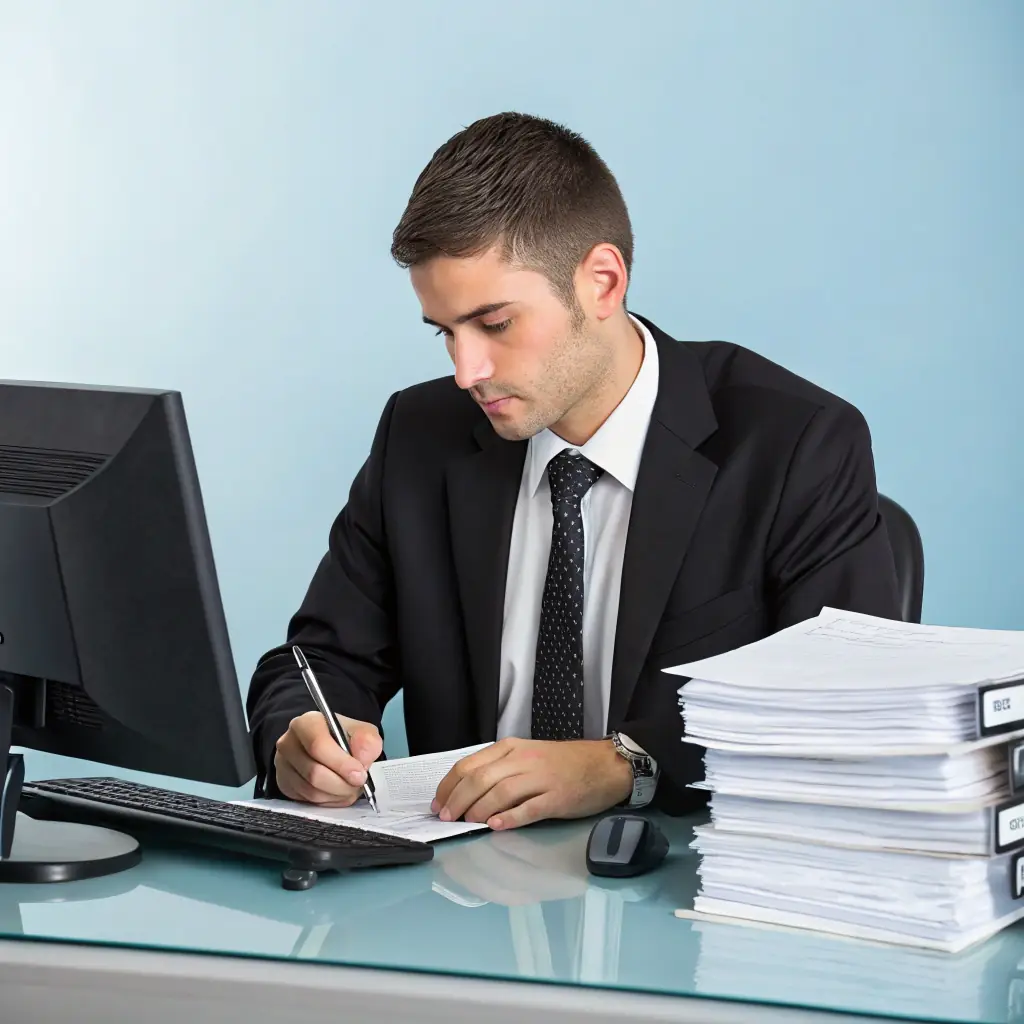 A professional team of escrow specialists reviewing secure transaction documents and managing fund releases in a high-resolution office environment