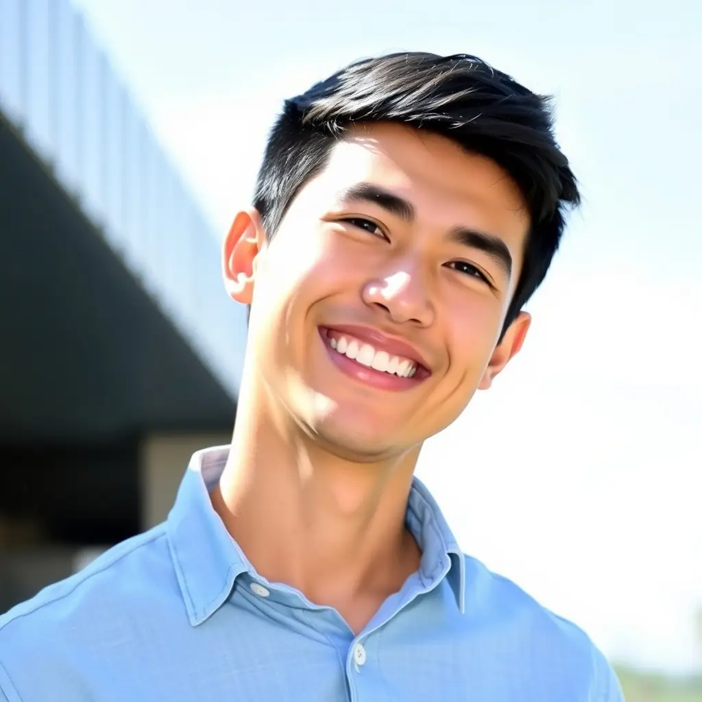 Kenji has a friendly smile and neatly styled black hair, often seen in a casual yet professional attire.