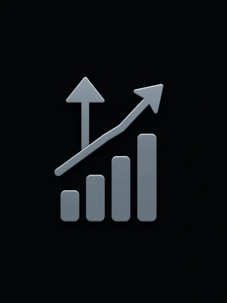 A clean, minimalist icon representing financial growth and stability, suitable for a business solutions context. This icon will be used to visually represent the comprehensive financial tools offered.
