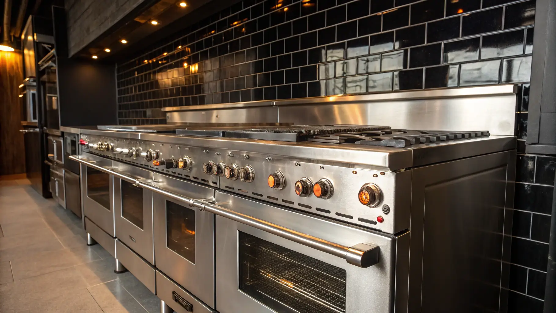 A commercial kitchen hood with a clean, stainless steel finish, indicating professional cleaning.