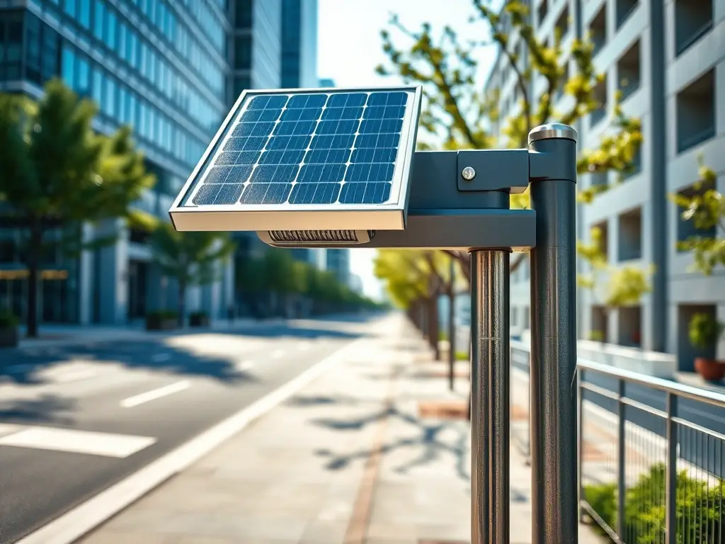 Image of a solar street light installation in an urban setting, showcasing the YUTIAN Series in action.