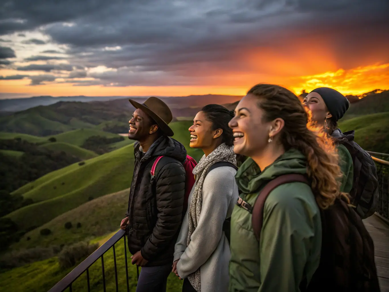 A vibrant, energetic image of travelers enjoying a luxurious destination, capturing excitement and wanderlust, suitable for a travel agency's call-to-action section.