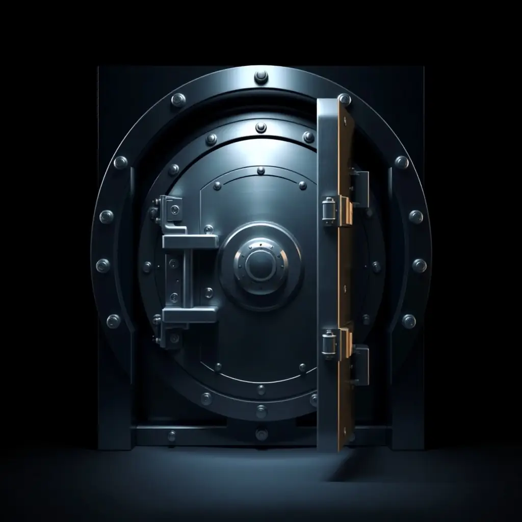 A secure vault with a combination lock, symbolizing the confidentiality and security of polygraph examination results at Spectrum Polygraph Services.