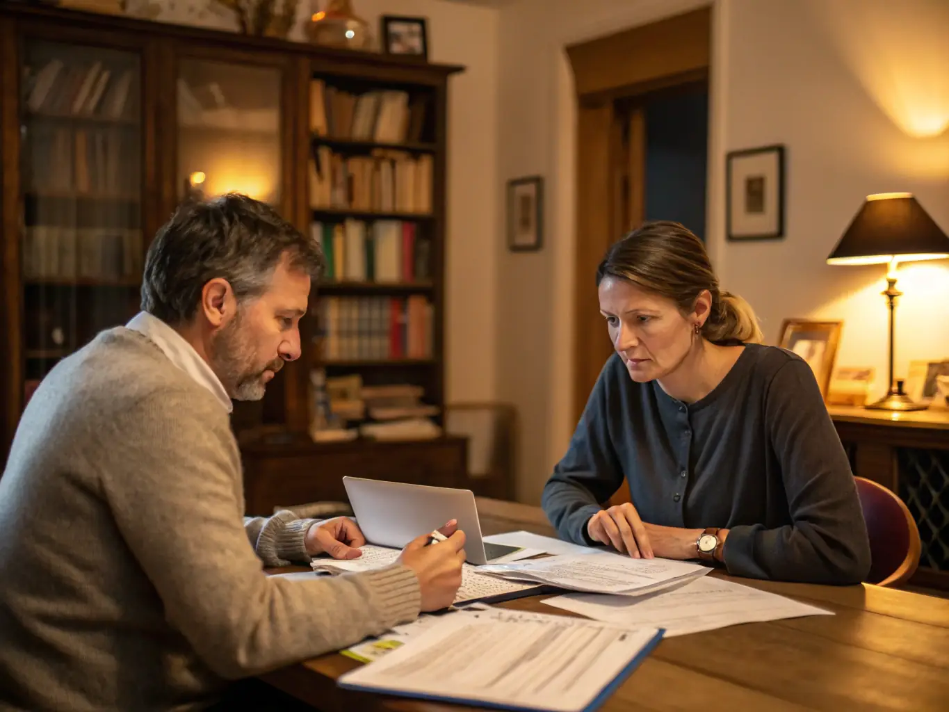 A friendly Helping Homes Roofing representative assisting a homeowner with paperwork related to an insurance claim for roof damage, emphasizing the company's support in navigating the claims process.