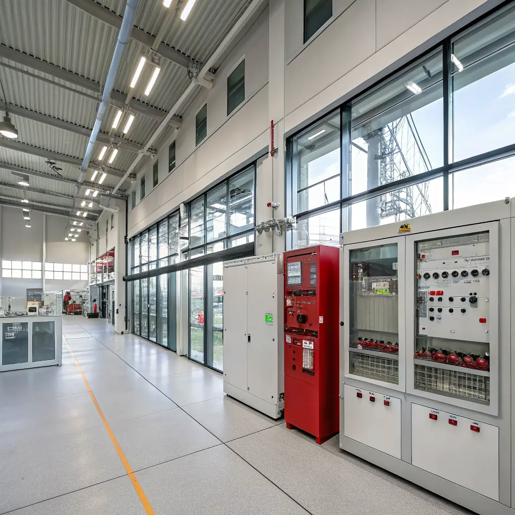 A modern office building equipped with state-of-the-art fire detection and suppression systems, showcasing the company's commitment to advanced fire safety solutions.