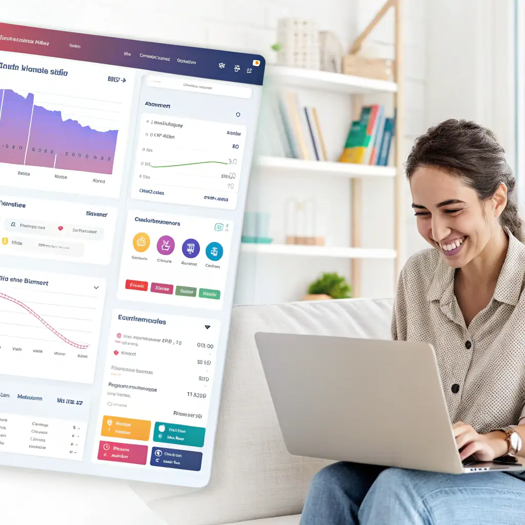 A high-quality, engaging illustration of a seller showcasing their Amazon product listing with enhanced branding elements, emphasizing visual storytelling and professional presentation