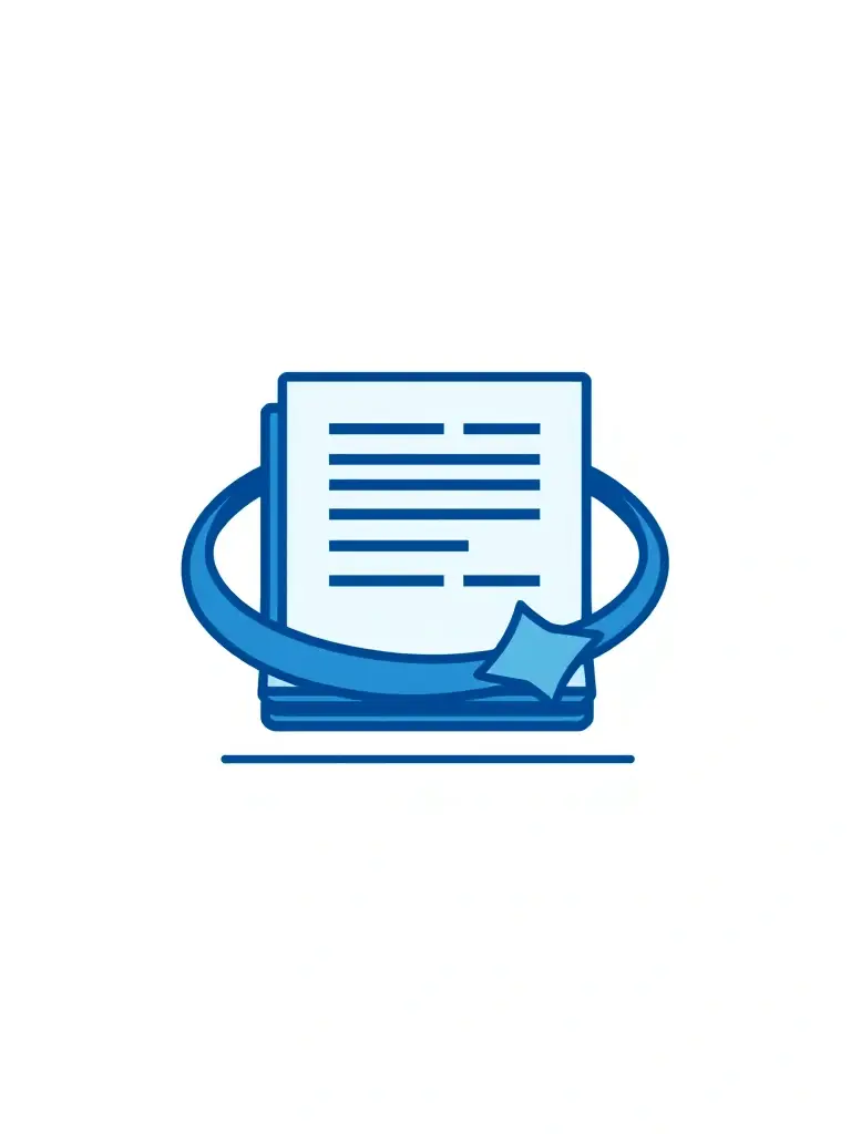 A clean, minimalist icon representing a stack of paperwork with an arrow circling around it, symbolizing a high administrative burden. The icon should be in a professional blue color scheme, suitable for an insurance company's website.