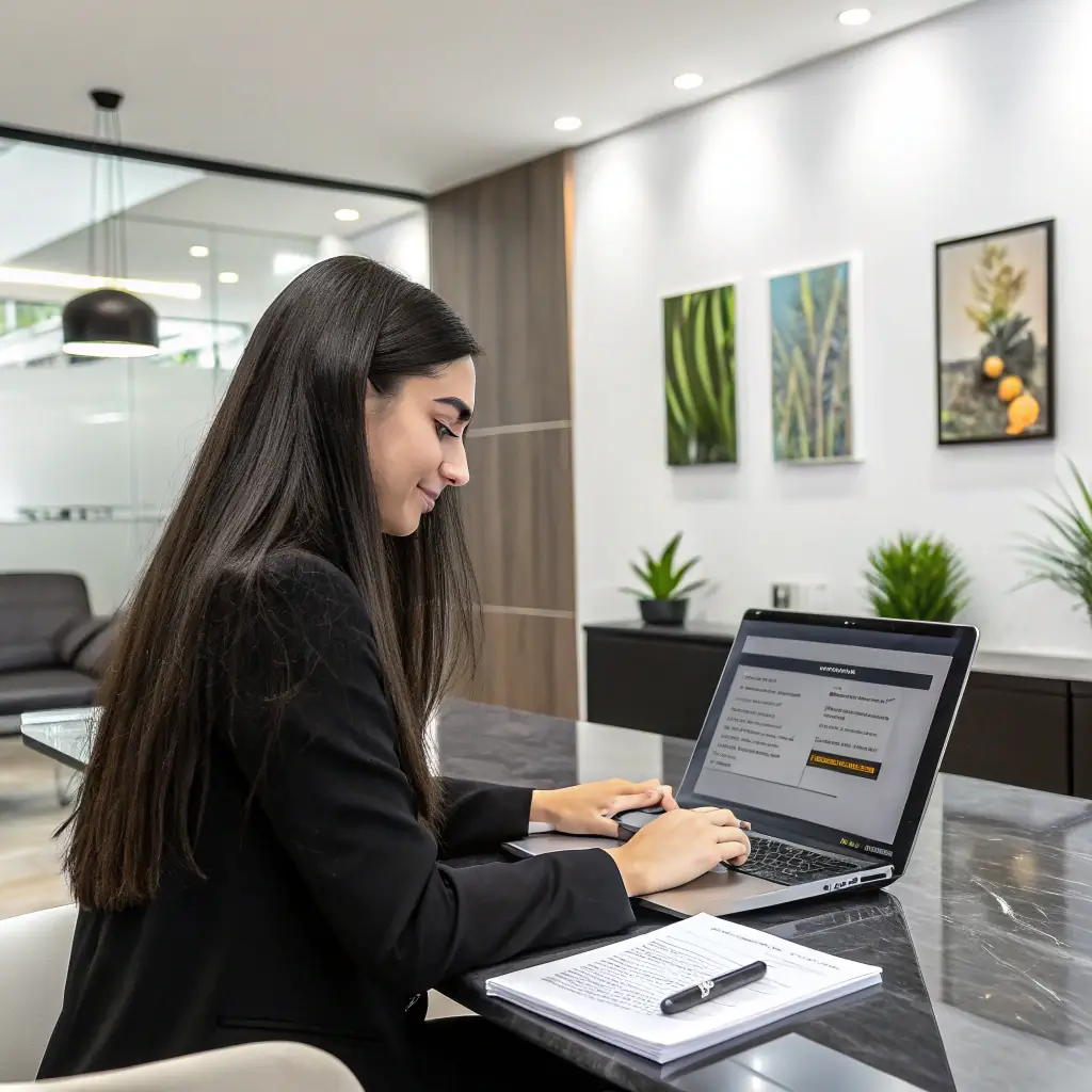 Illustration depicting a user selecting a template on a website, proceeding to payment, downloading the document, and then customizing it on their computer.