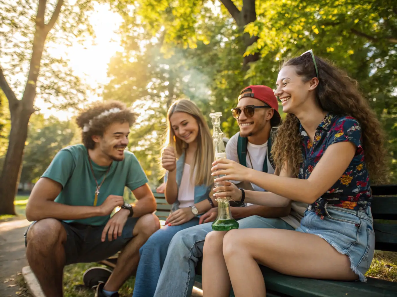 A vibrant image showcasing the cannabis culture in Washington, DC, with people enjoying cannabis products in a responsible and community-driven setting.