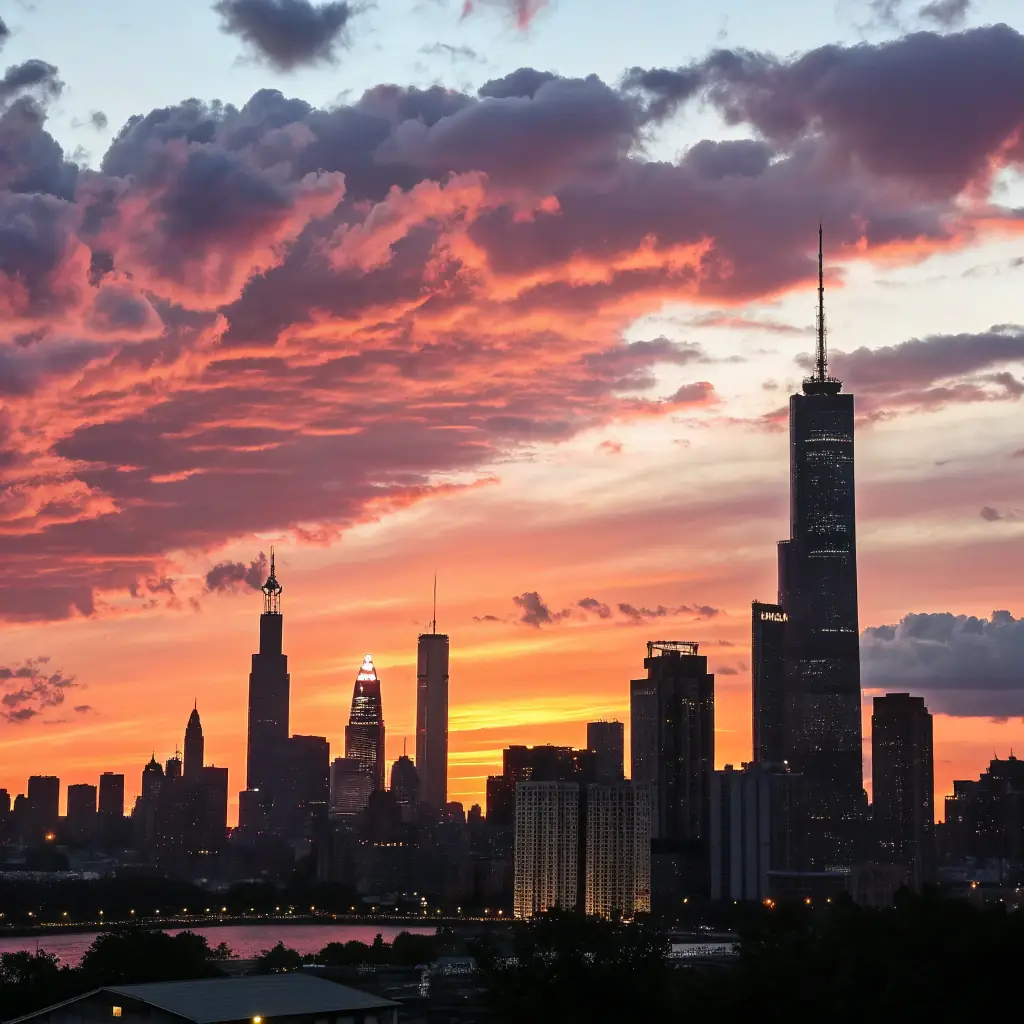 A modern, high-resolution photograph of the Orlando skyline at sunset, showcasing the city's iconic buildings and vibrant atmosphere. The image should convey a sense of growth, innovation, and opportunity, reflecting Wanna Scale?'s presence in the city.