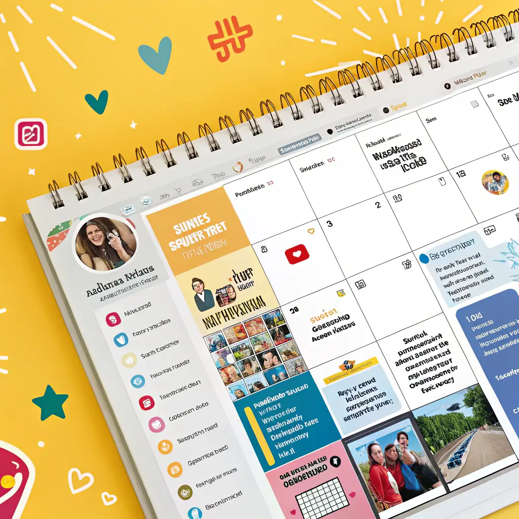 A dynamic image showcasing a content calendar integrated with social media platforms, symbolizing a streamlined content management system. The image should convey efficiency and organization.