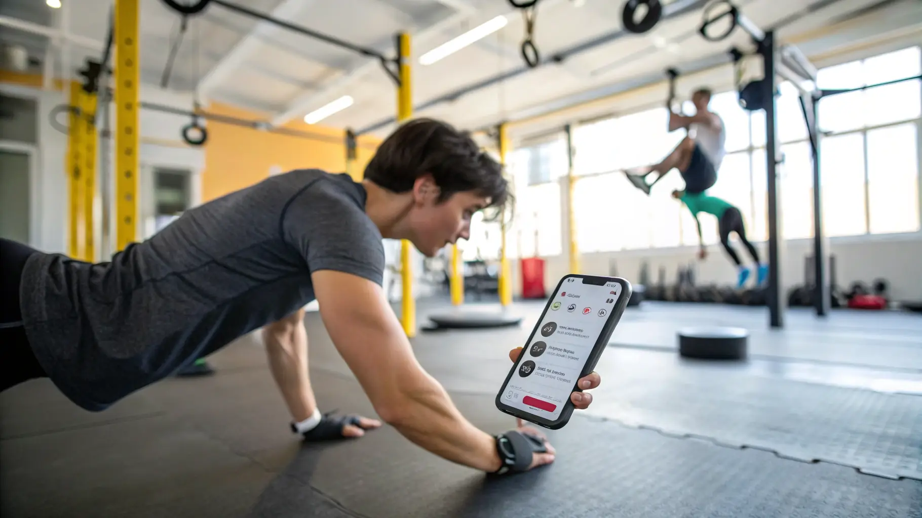 A mockup of the CoTrainr app in Client Mode, showcasing the personal dashboard and trainer discovery features.