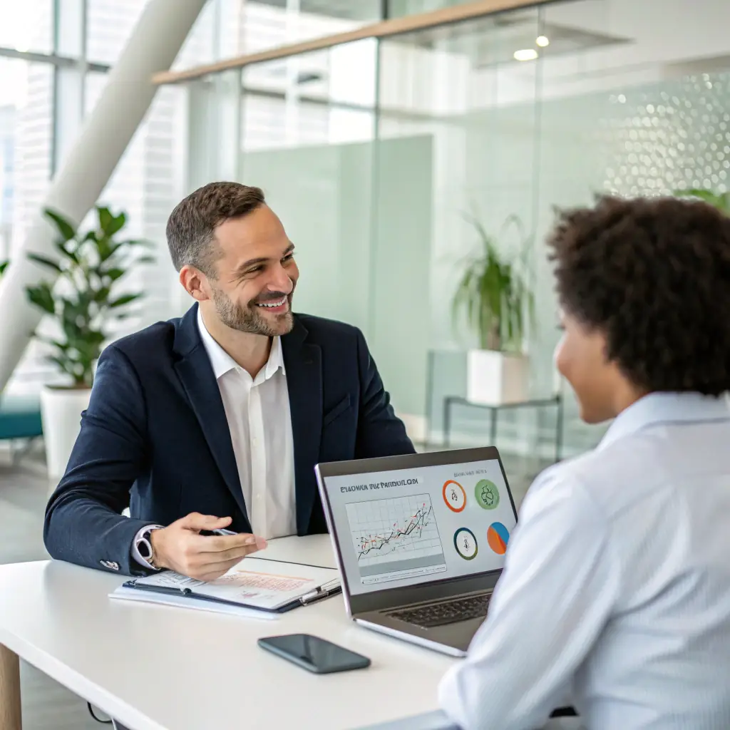 A consultant presenting a clear, fixed-price quote to a business owner, emphasizing transparency and value. The image should convey trust and reliability.