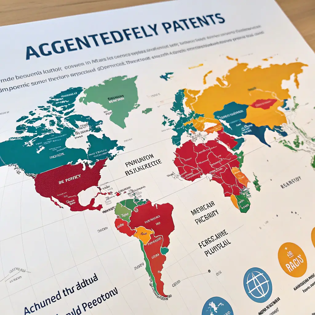 An image of a world map with a U.S. flag overlay, symbolizing international patent applications entering the U.S. market. The image should convey professionalism and expertise in intellectual property law.