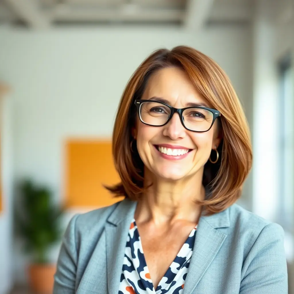 Elena Rodriguez is a middle-aged woman with a kind face and bright eyes, her hair pulled back in a practical style, often wearing comfortable clothing suitable for home environments.