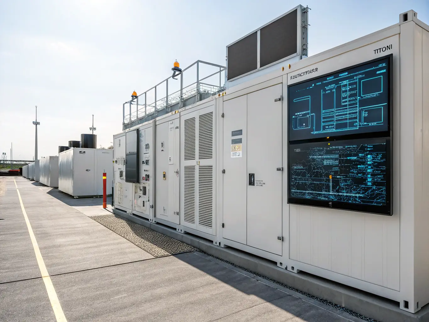 Image of a containerized energy storage system in a remote site, highlighting modular and scalable solutions.