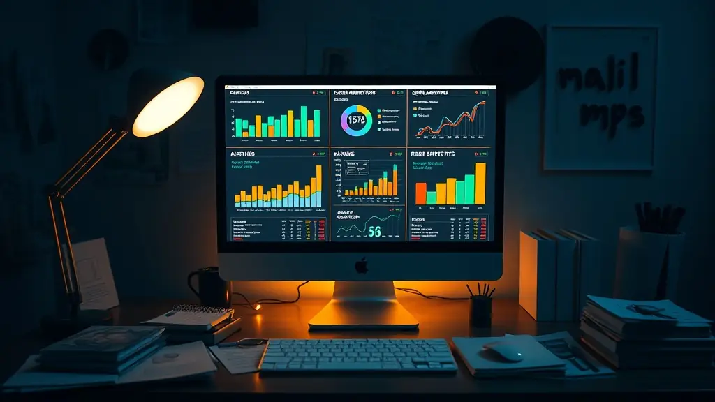 A vibrant image showcasing a successful Amazon advertising campaign with graphs and analytics displayed on a computer screen, symbolizing digital marketing success.