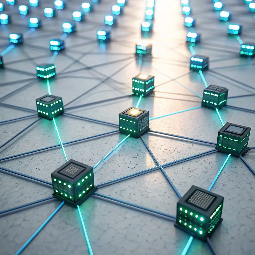 A clean, modern image representing global connectivity and blockchain technology, possibly a stylized world map with interconnected nodes and data streams, reflecting Surge's fintech aesthetic.
