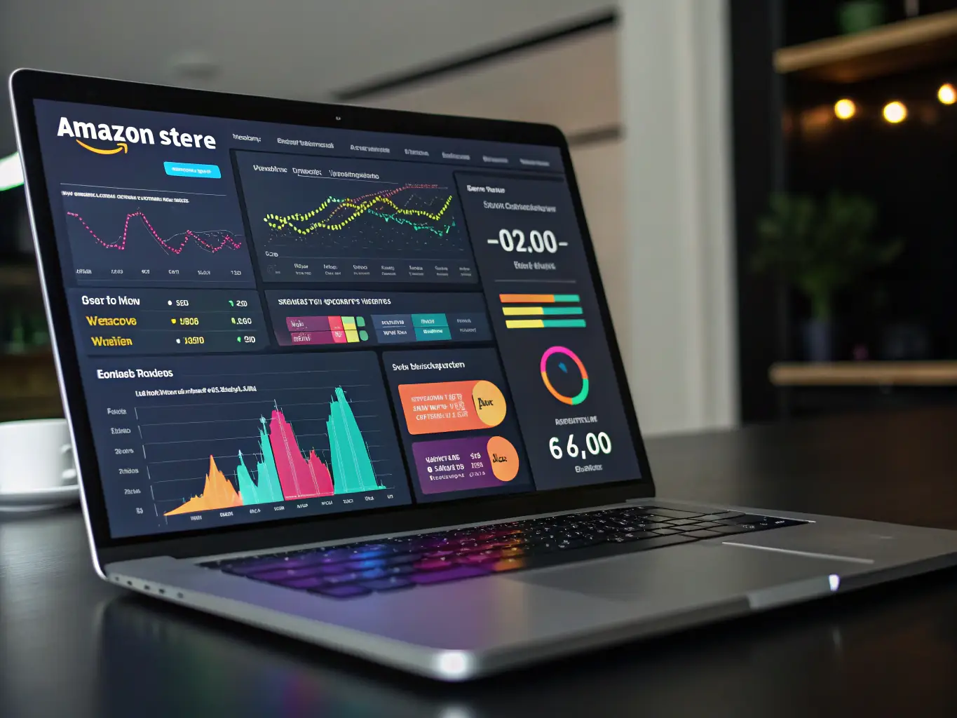 An image of a successful Amazon seller dashboard showing sales metrics and ad performance.