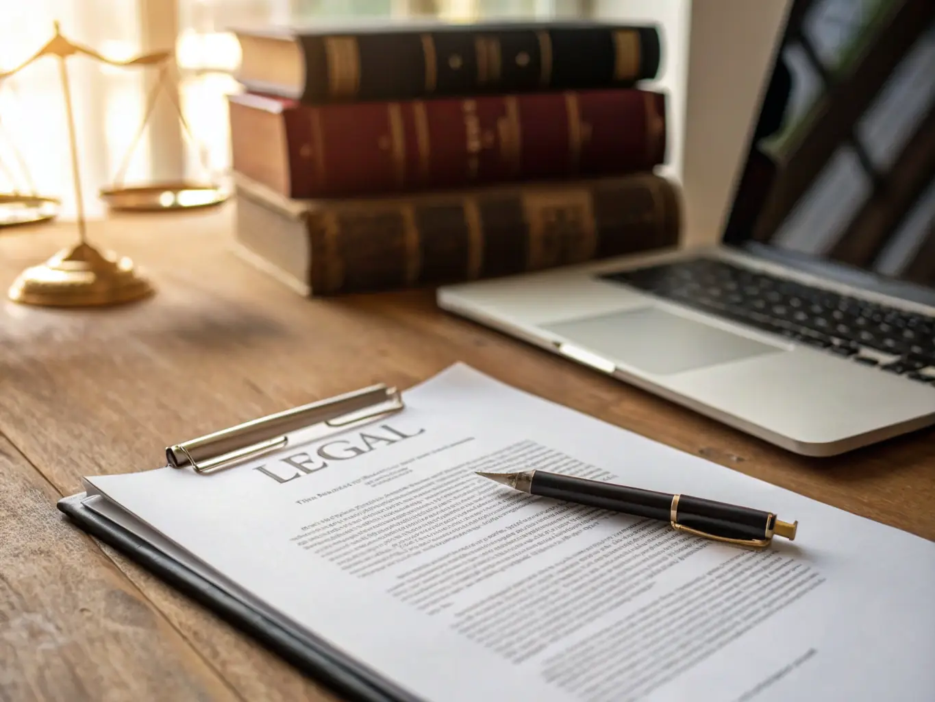 A close-up shot of a legal notice being prepared, with a pen and paper beside it. The setting is a clean, organized office, emphasizing the precision and attention to detail that Trustpoint brings to legal document preparation.