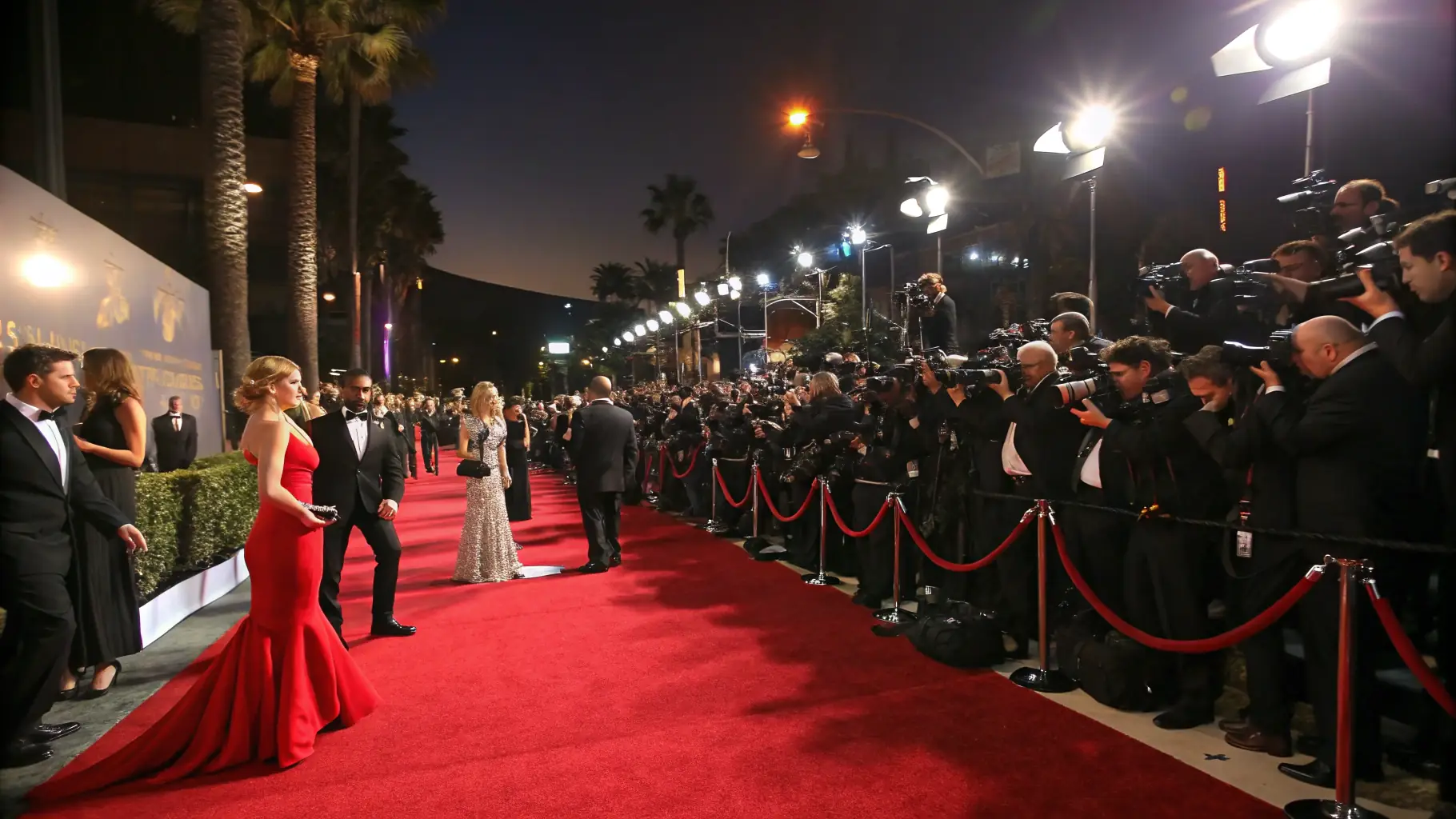 A vibrant photobooth setup at a red carpet event, capturing the energy and excitement of the attendees.