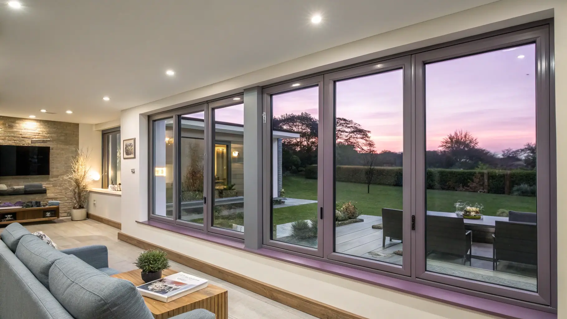 A modern villa or indoor environment showing warmth/cooling, without any technicians present. The image should convey a sense of comfort and energy efficiency.