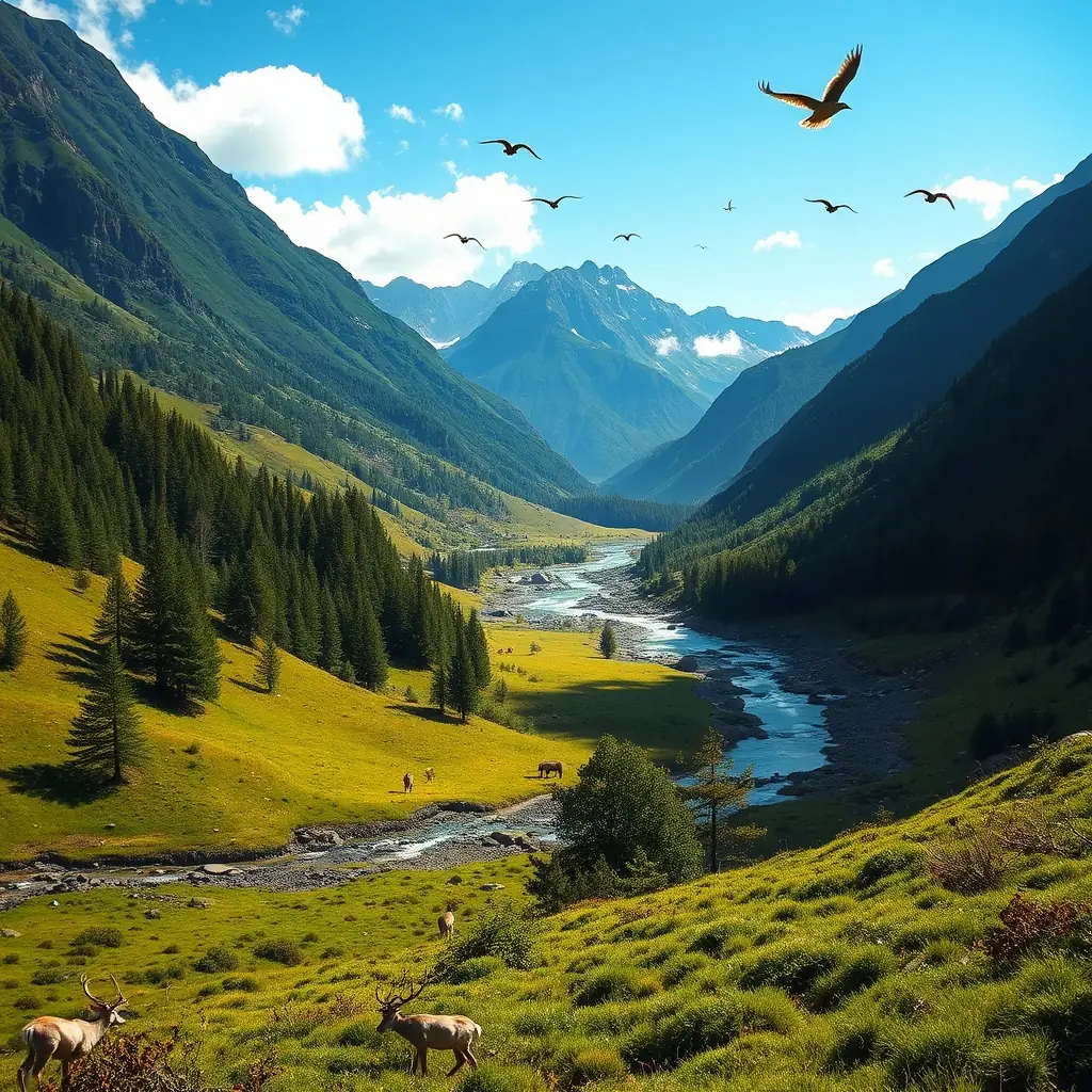 An Ozark-style nature photo with a river and mountains in the background, soft lighting, border radius of 15px, and a soft box shadow.
