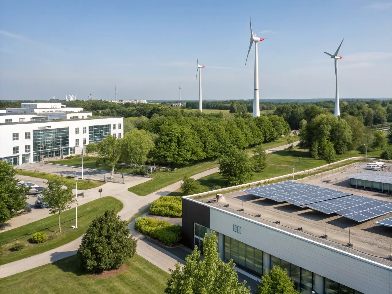 Eco-friendly renewable energy systems and infrastructure, highlighting sustainability and innovation.
