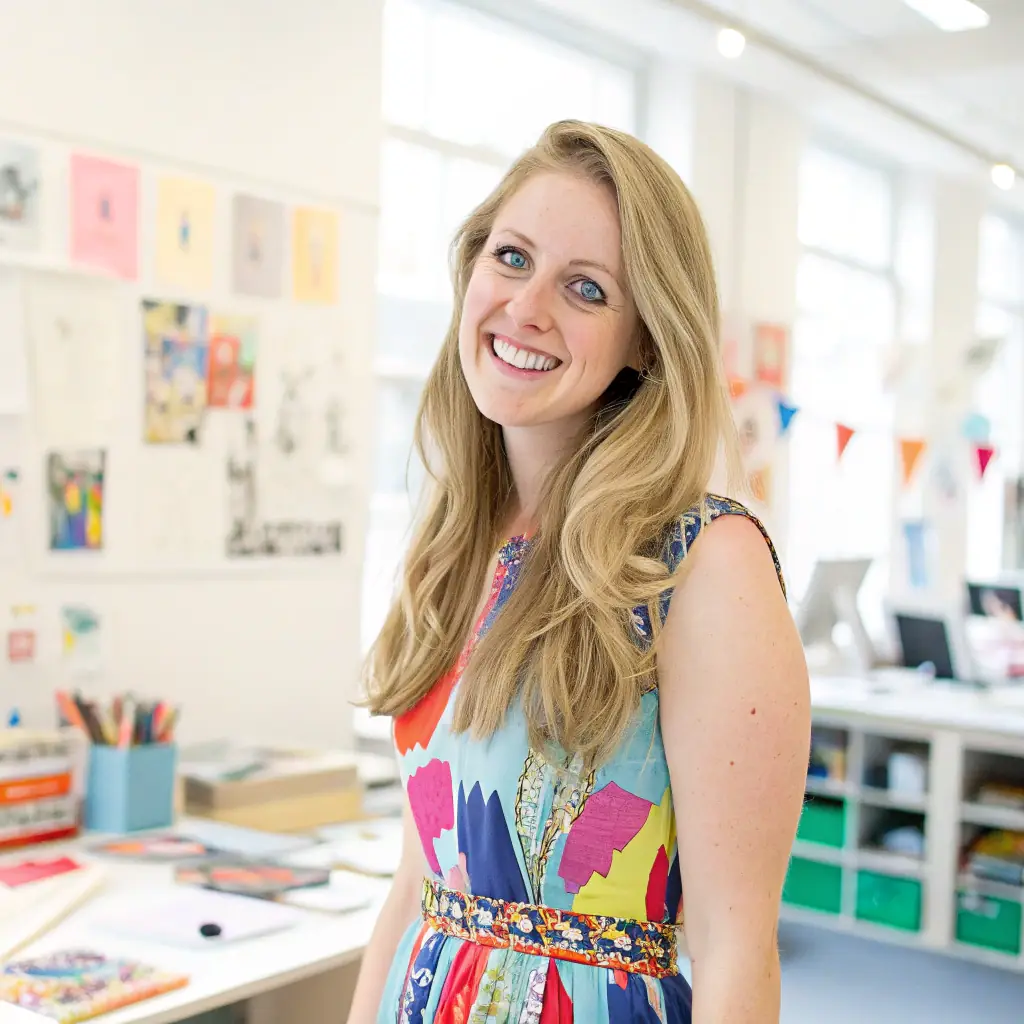 Sophie has long blonde hair, bright blue eyes, and a friendly demeanor that makes everyone feel at ease.