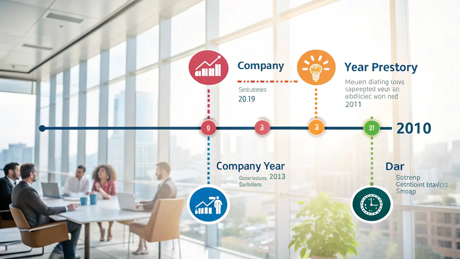 A vertical timeline illustrating Home Town Internet MN's growth milestones from 2022 to 2025, including founding, service expansion, and future planning phases.