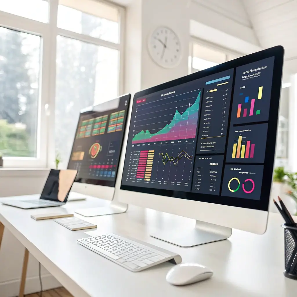 An image representing algorithmic trading and scientific investment strategies, conveying precision and certainty in financial growth. The image should be suitable for a financial services website with a clean and institutional design.