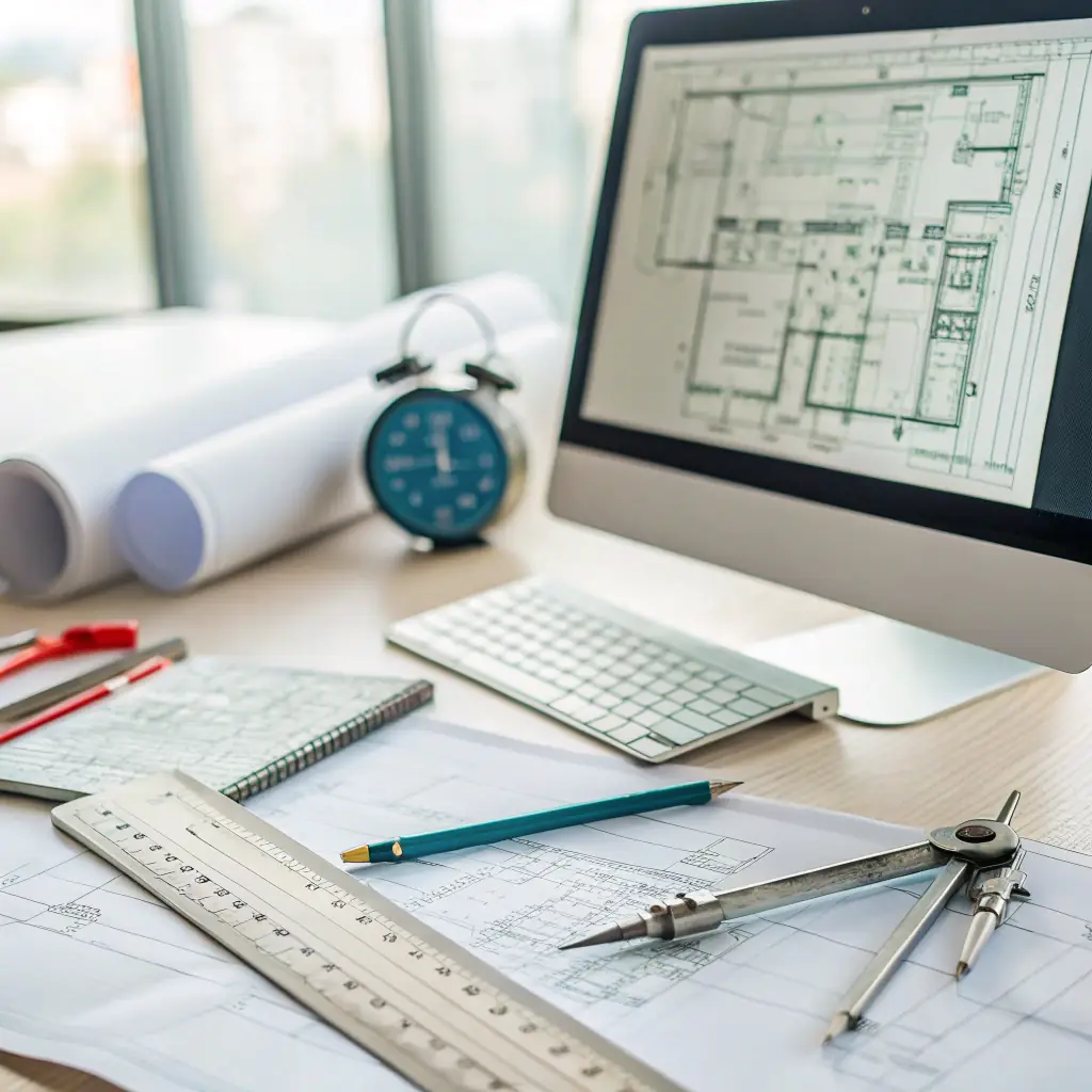A detailed, high-resolution image showcasing a complex millwork drawing created in Cabinet Vision, highlighting the precision and clarity required for CNC machining. The image should convey accuracy and attention to detail.
