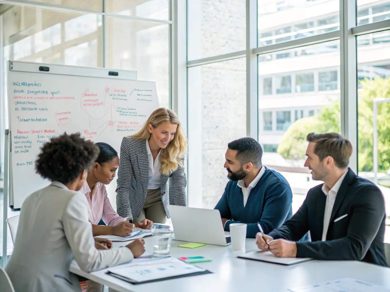 A diverse group of professionals collaborating, representing Talent Bridge, a platform for talent acquisition and management.