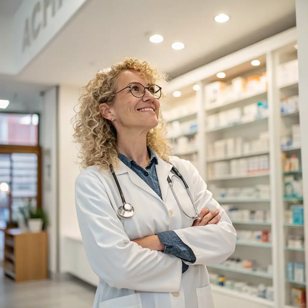 A friendly, professional stock image of a patient receiving care or talking to a pharmacist, conveying trust and personalized support.