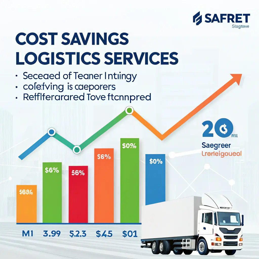 A digital illustration depicting a graph showing significant cost reduction and profit increase for a logistics company using OTR Board, with happy truckers and brokers in the background.