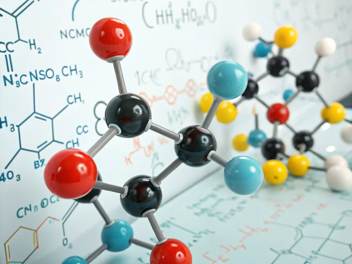 Abstract background featuring layered translucent shapes, molecular structures, and formulation flow patterns in deep blue (#004E9A) and soft yellow (#FFD43B) gradients on a clean white base, symbolizing custom chemical formulation and tailored solutions for a B2B specialty chemical manufacturer.