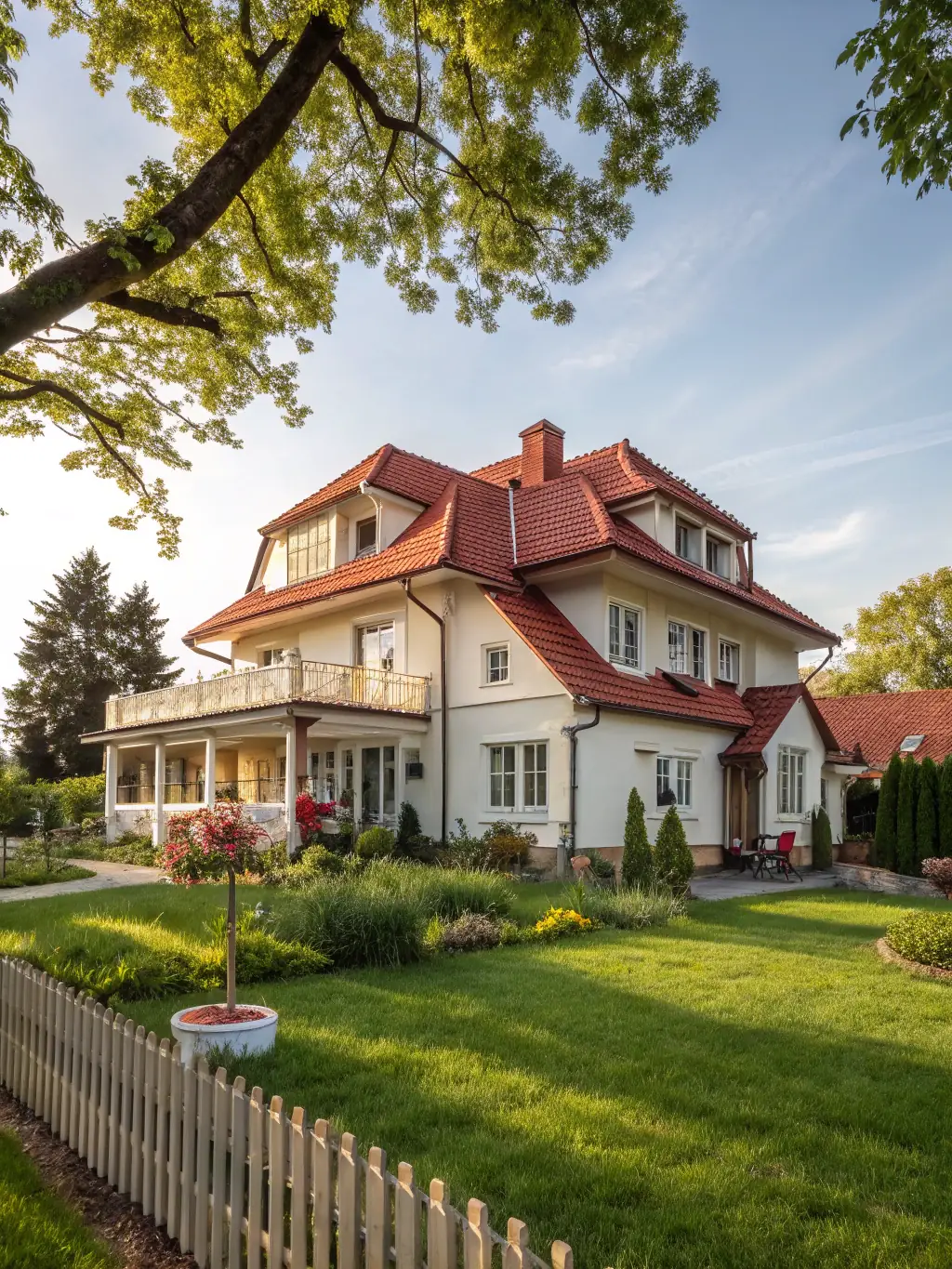 A modern home exterior in a sunny California neighborhood, symbolizing the direct transfer of real estate to heirs through a living trust, avoiding probate.