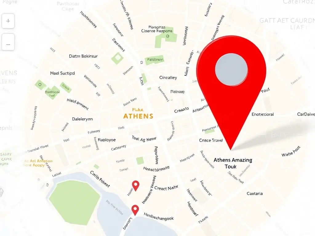 A map showing the location of Athens Amazing Food Tour in Plaka, Athens.