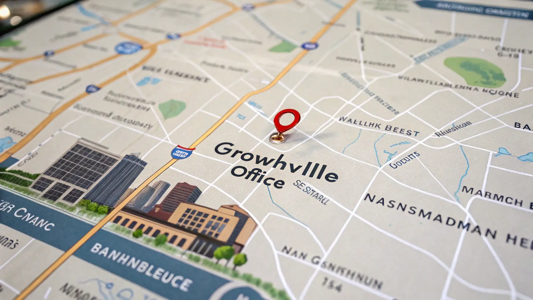 A map of Nashville, Tennessee, highlighting the areas where Drain Cleaning Nashville provides services. The highlighted areas include downtown Nashville, East Nashville, West Nashville, and South Nashville.