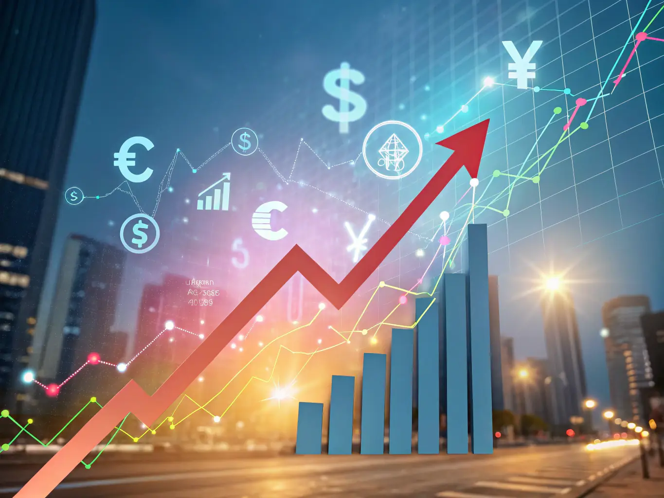 A sleek, modern visual of a rising graph with a dark background, symbolizing growth and security, suitable for a finance website